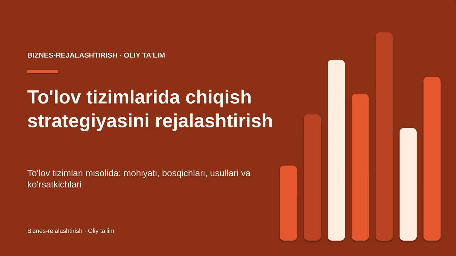To'lov tizimlarida chiqish strategiyasini rejalashtirish