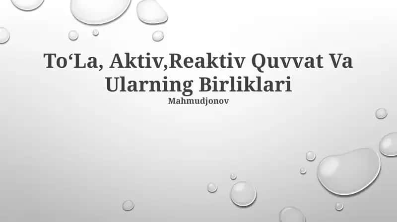 ToʻLa, Aktiv,Reaktiv Quvvat Va Ularning Birliklari