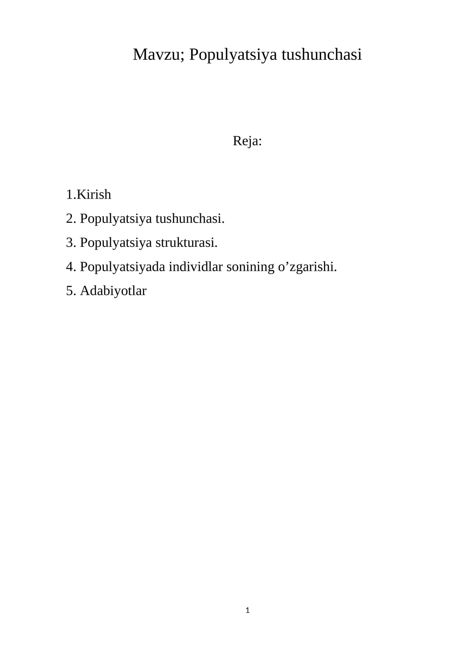 Populyatsiya tushunchasi