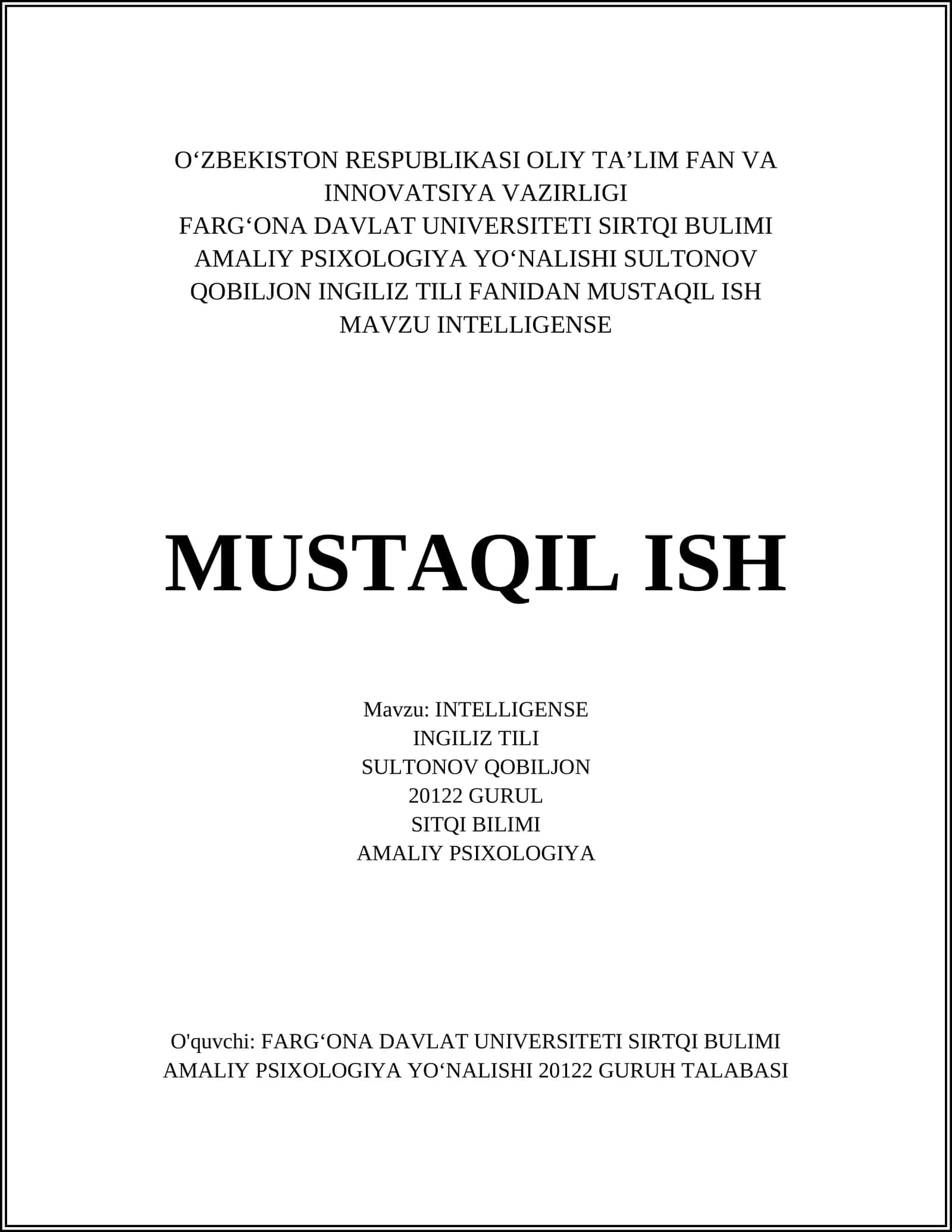 INTELLIGENSE