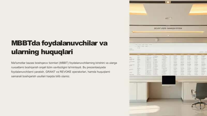 MBBTda foydalanuvchilar va ularning huquqlari