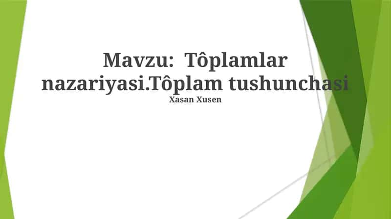 To'plamlar nazariyasi