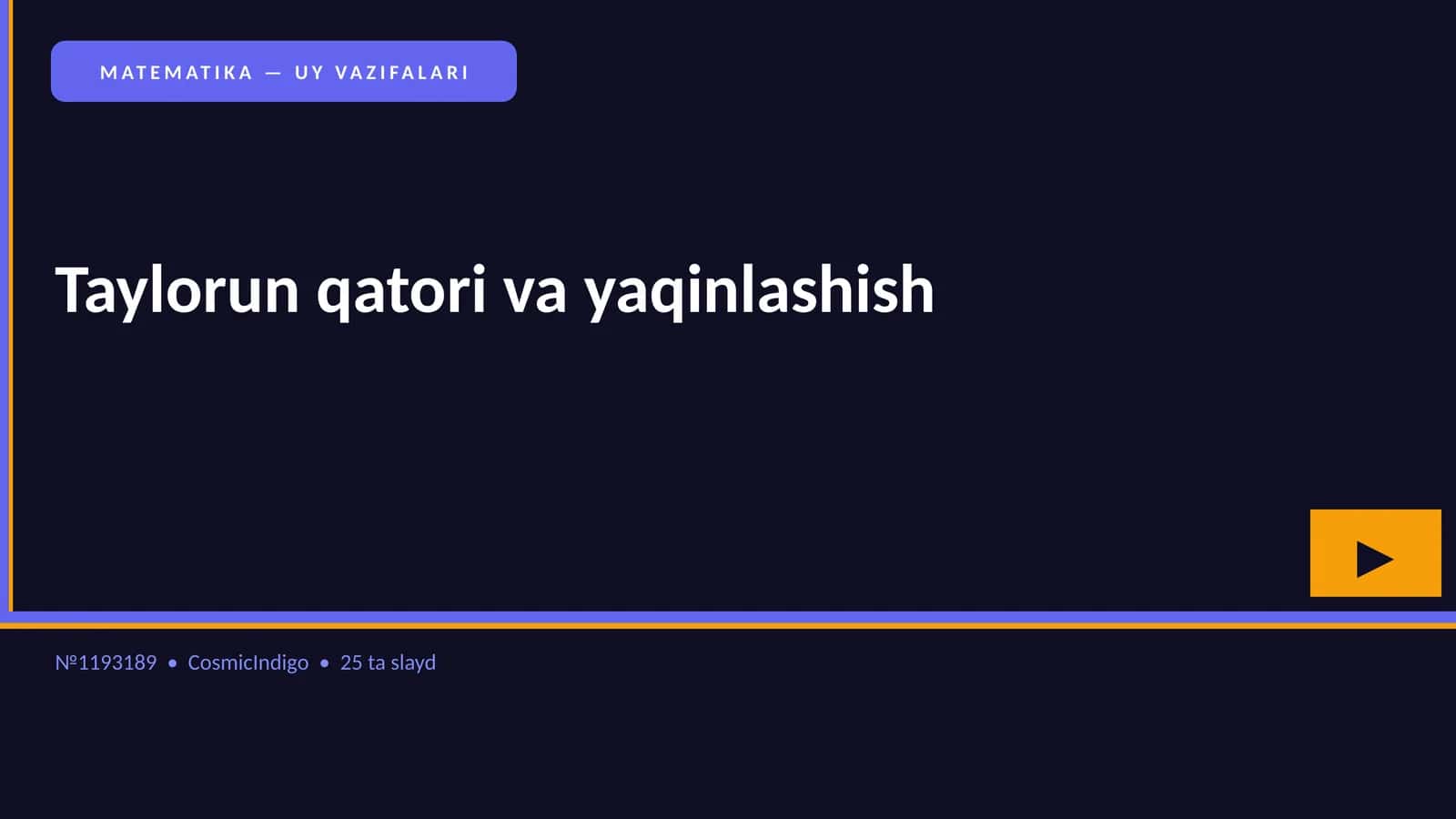 MATEMATIKA — UY VAZIFALARI