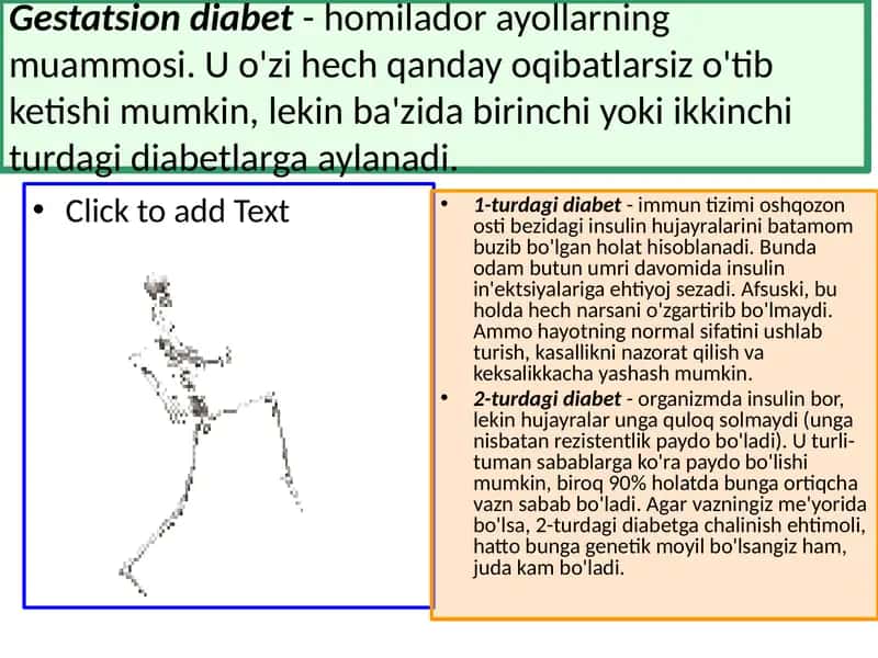 Gestatsion diabet- homilador ayollarning muammosi