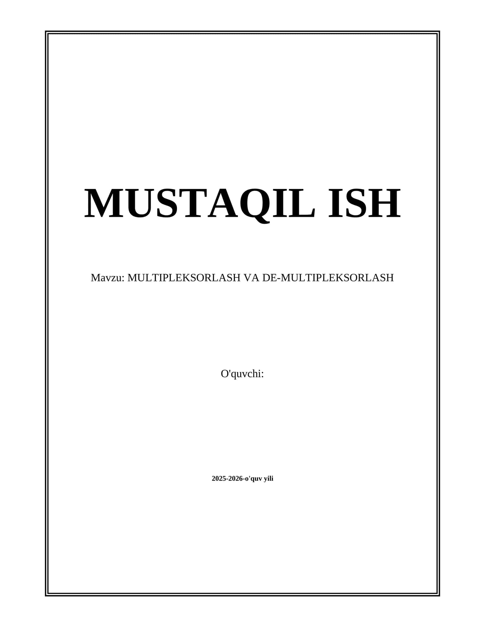 Multipleksorlash va de-multipleksorlash