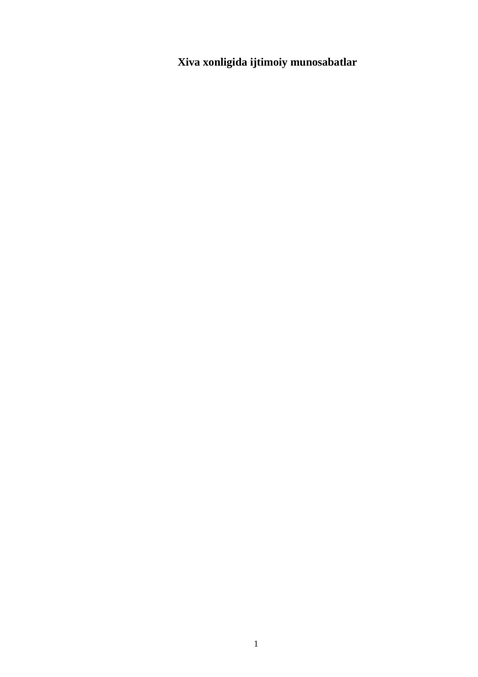 Xiva xonligida ijtimoiy munosabatlar