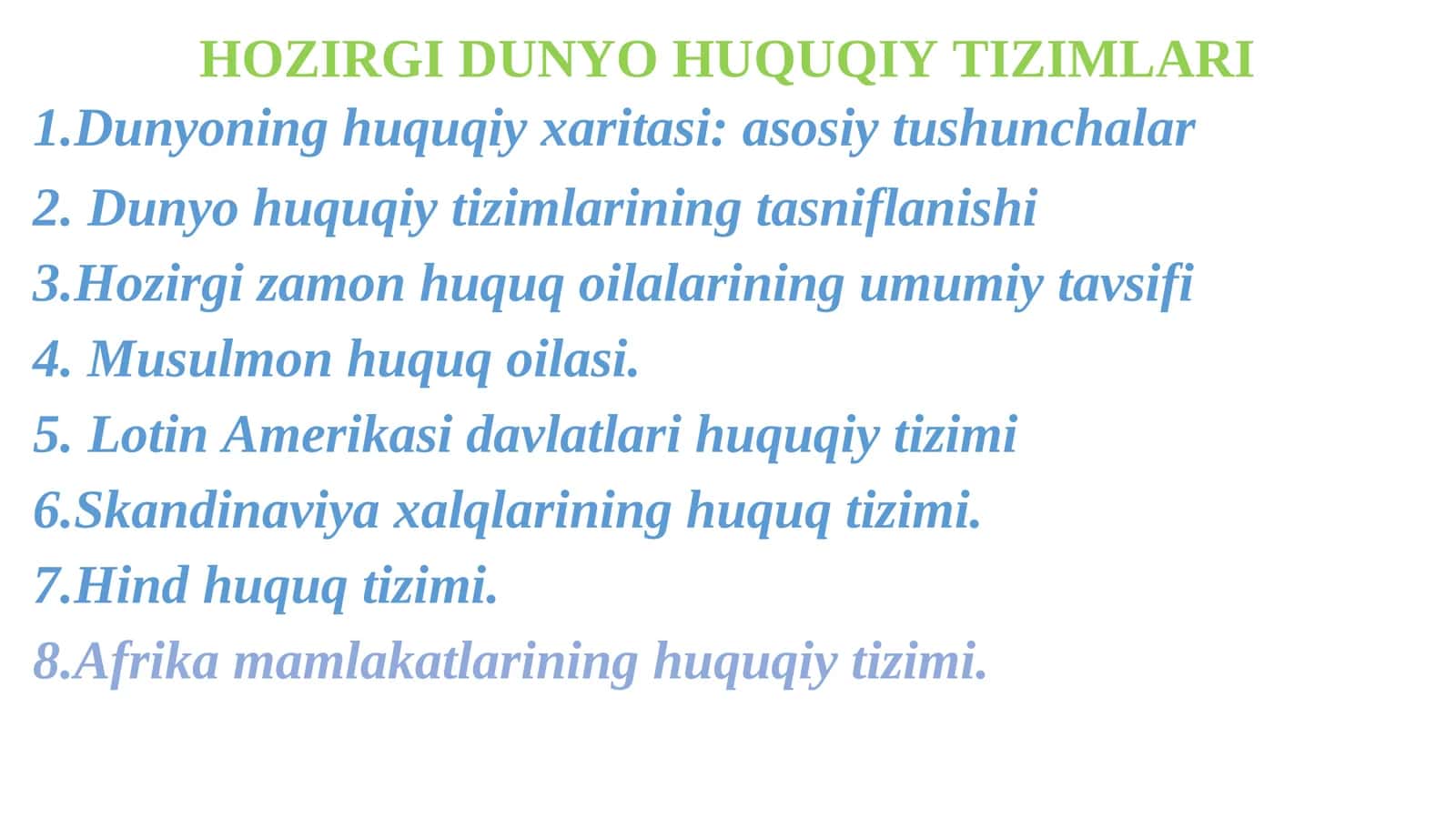 HOZIRGI DUNYO HUQUQIY TIZIMLARI