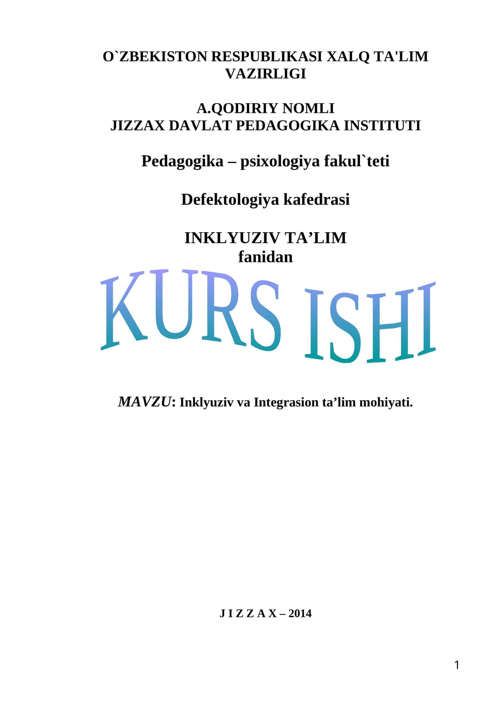 Inklyuziv va Integratsion ta’lim mohiyati
