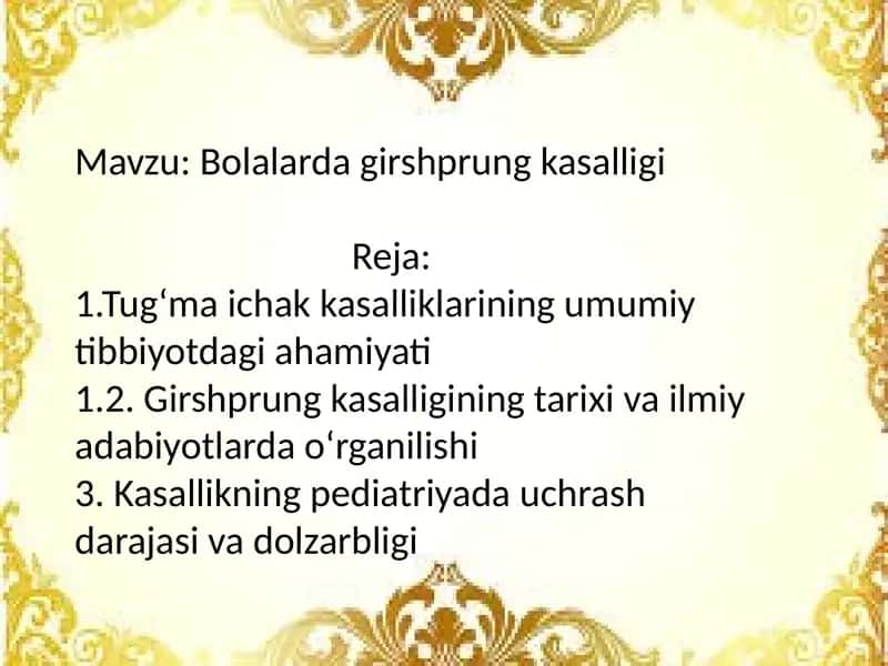 Bolalarda girshprung kasalligi