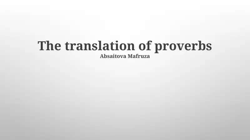 The translation of proverbs