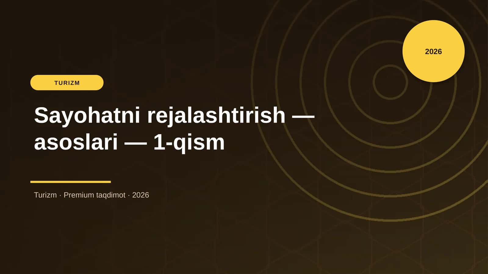 Sayohatni rejalashtirish — asoslari — 1-qism