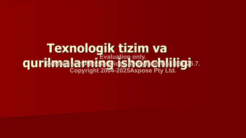 Texnologik tizimlarini tahlil qilish, sintez qilish va optimallashtirish