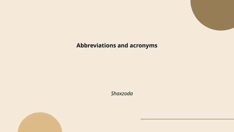 Abbreviations and acronyms