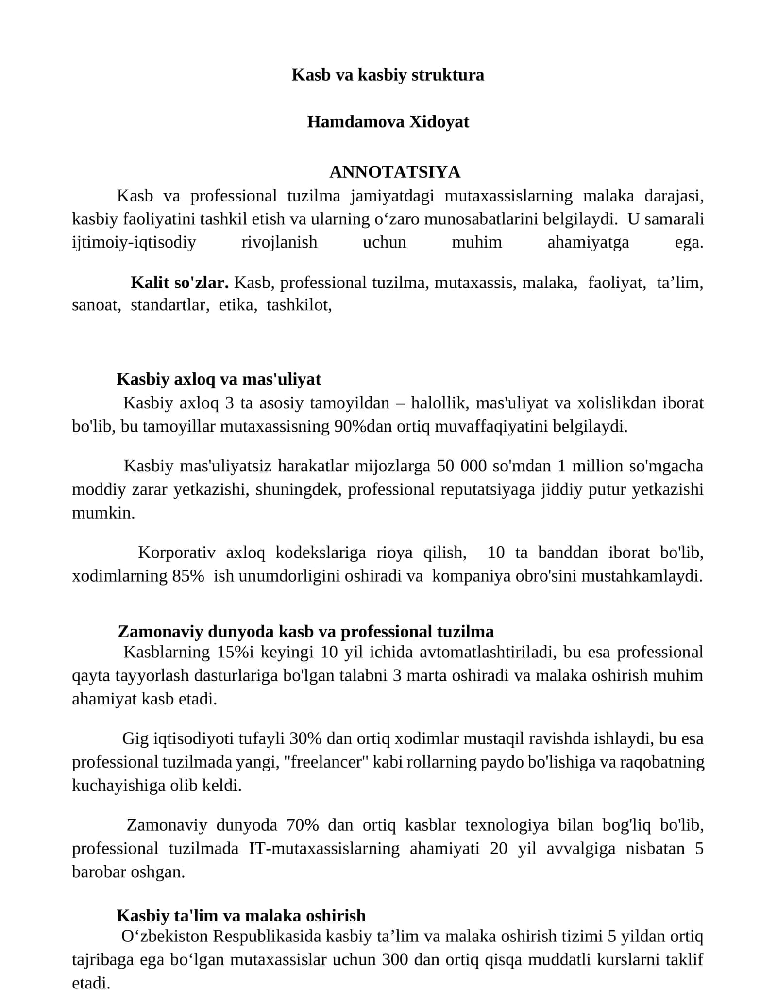 Kasb va kasbiy struktura
