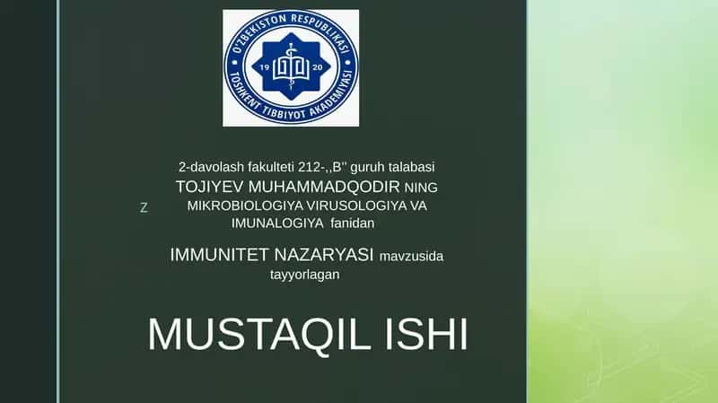 IMMUNITET NAZARYASI