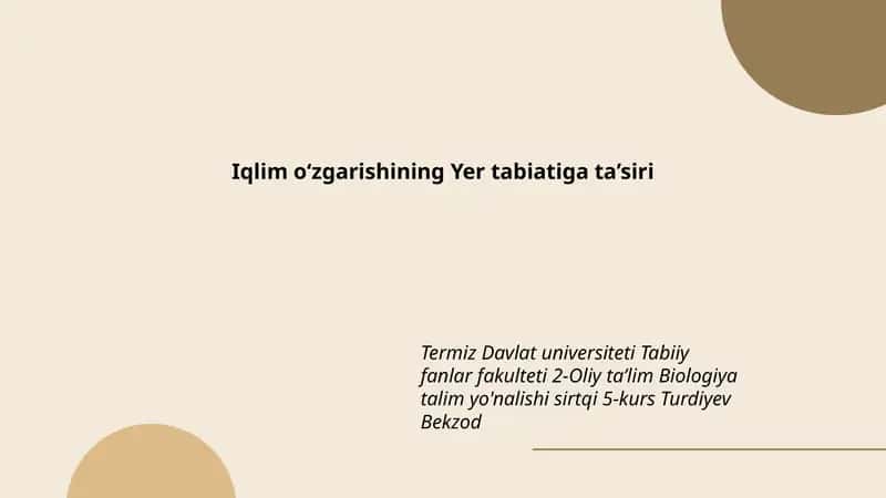 Iqlim o‘zgarishining Yer tabiatiga ta’siri