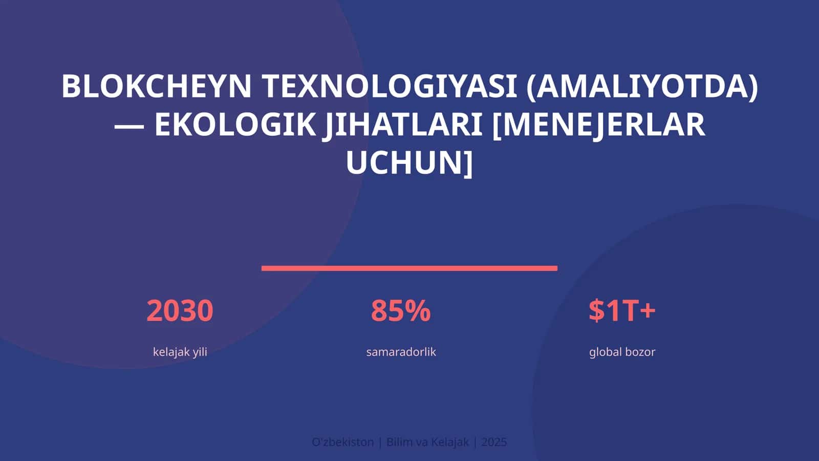 Blokcheyn texnologiyasi (amaliyotda) — ekologik jihatlari [menejerlar uchun]