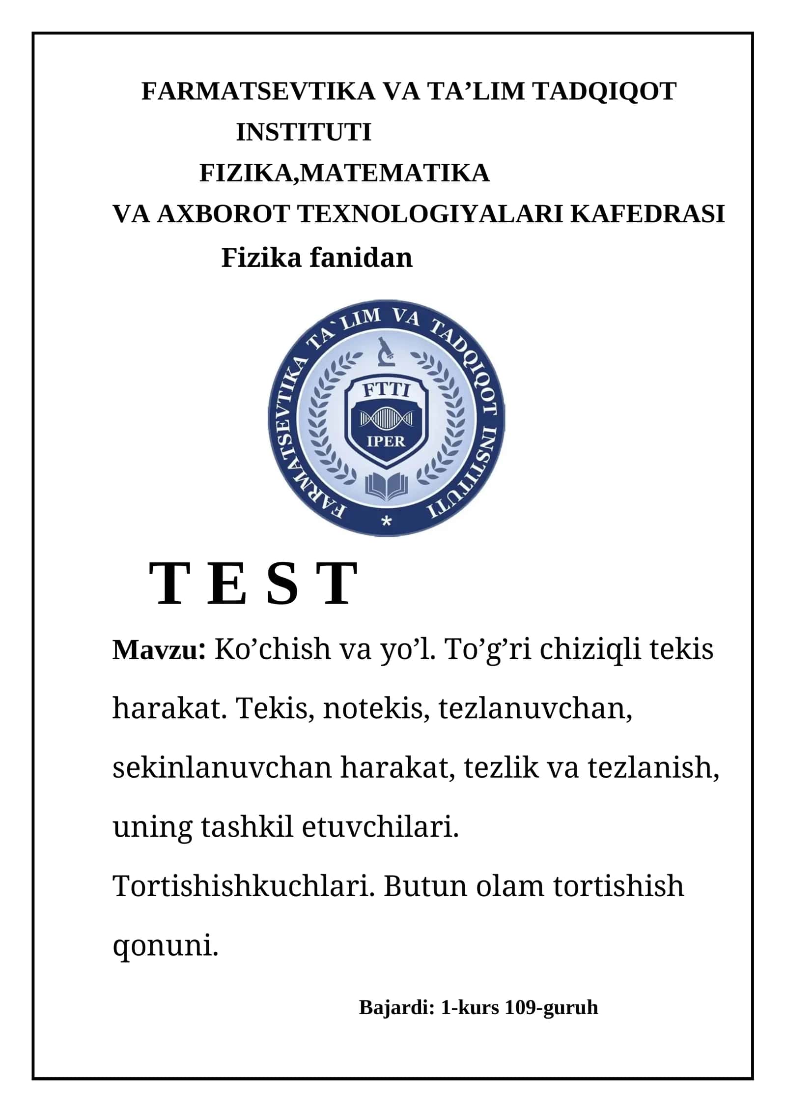 Fizika fanidan