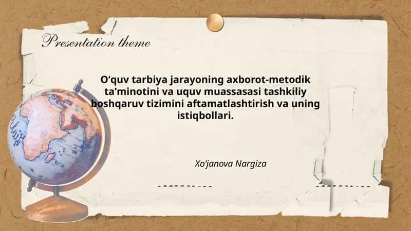Oʻquv-tarbiya jarayonining axborot-metodik taʼminotini avtomatlashtirish konsepsiyasi