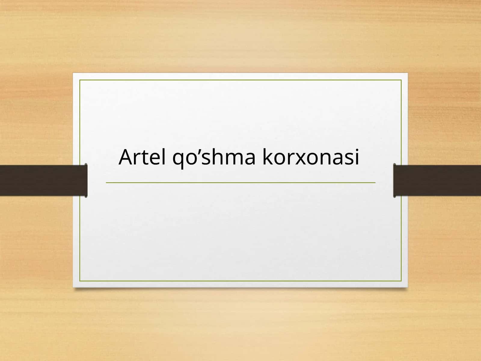 Artel qo’shma korxonasi