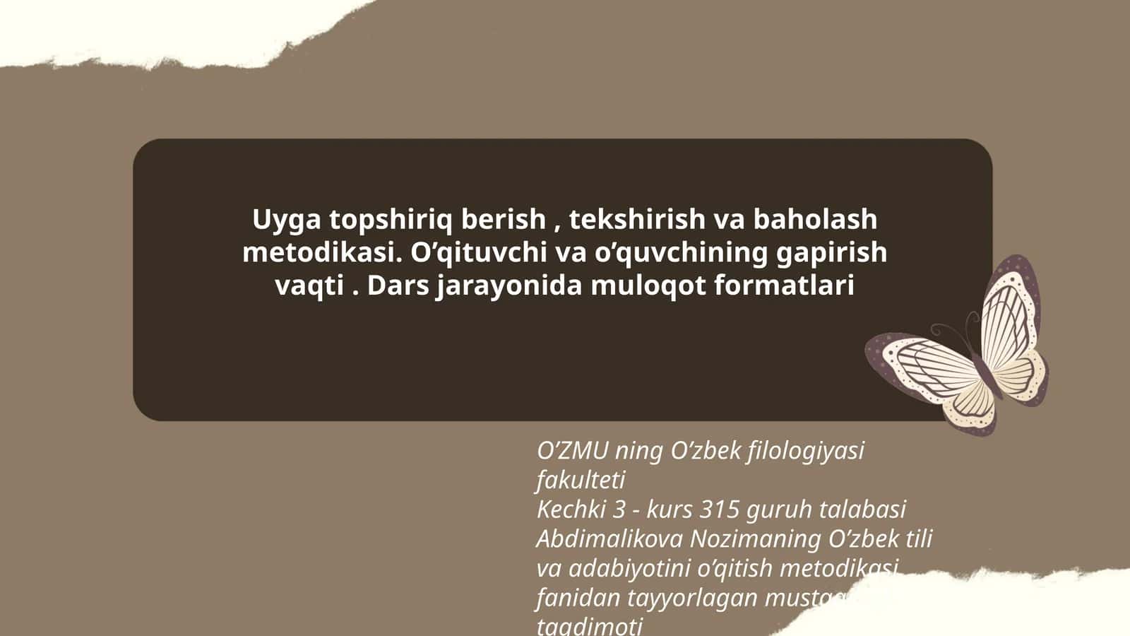 O’zbek tili va adabiyotini o’qitish metodikasi