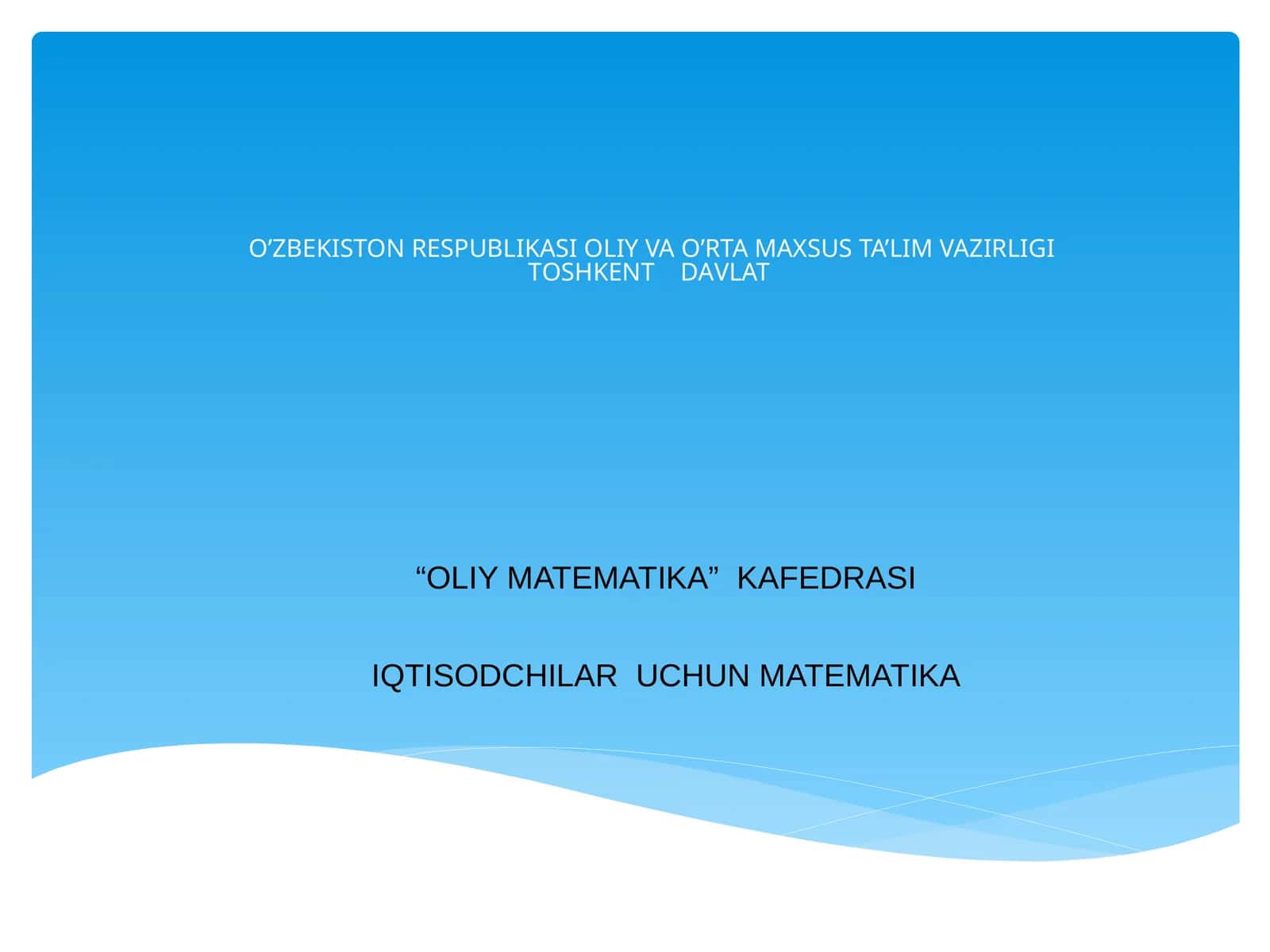 Iqtisodchilar uchun Matematika
