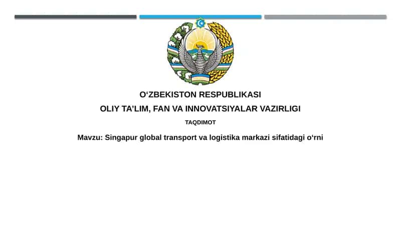 Singapurning global transport va logistika markazi sifatidagi roli