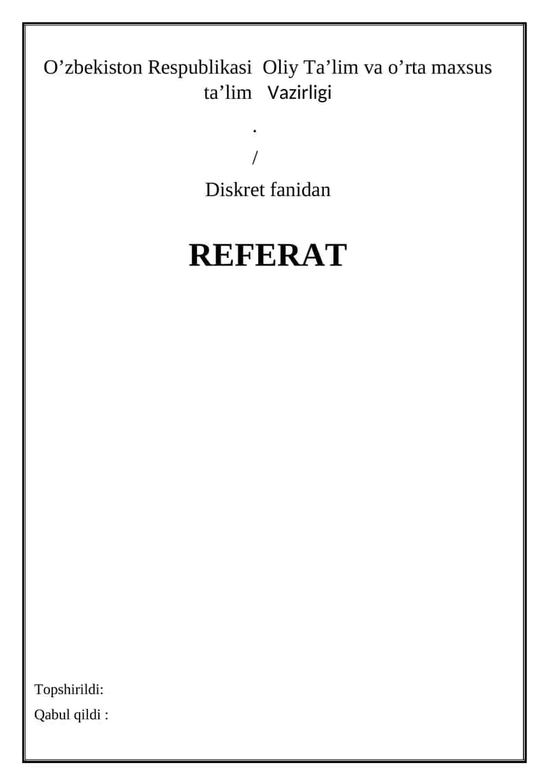 Diskret fanidan REFERAT