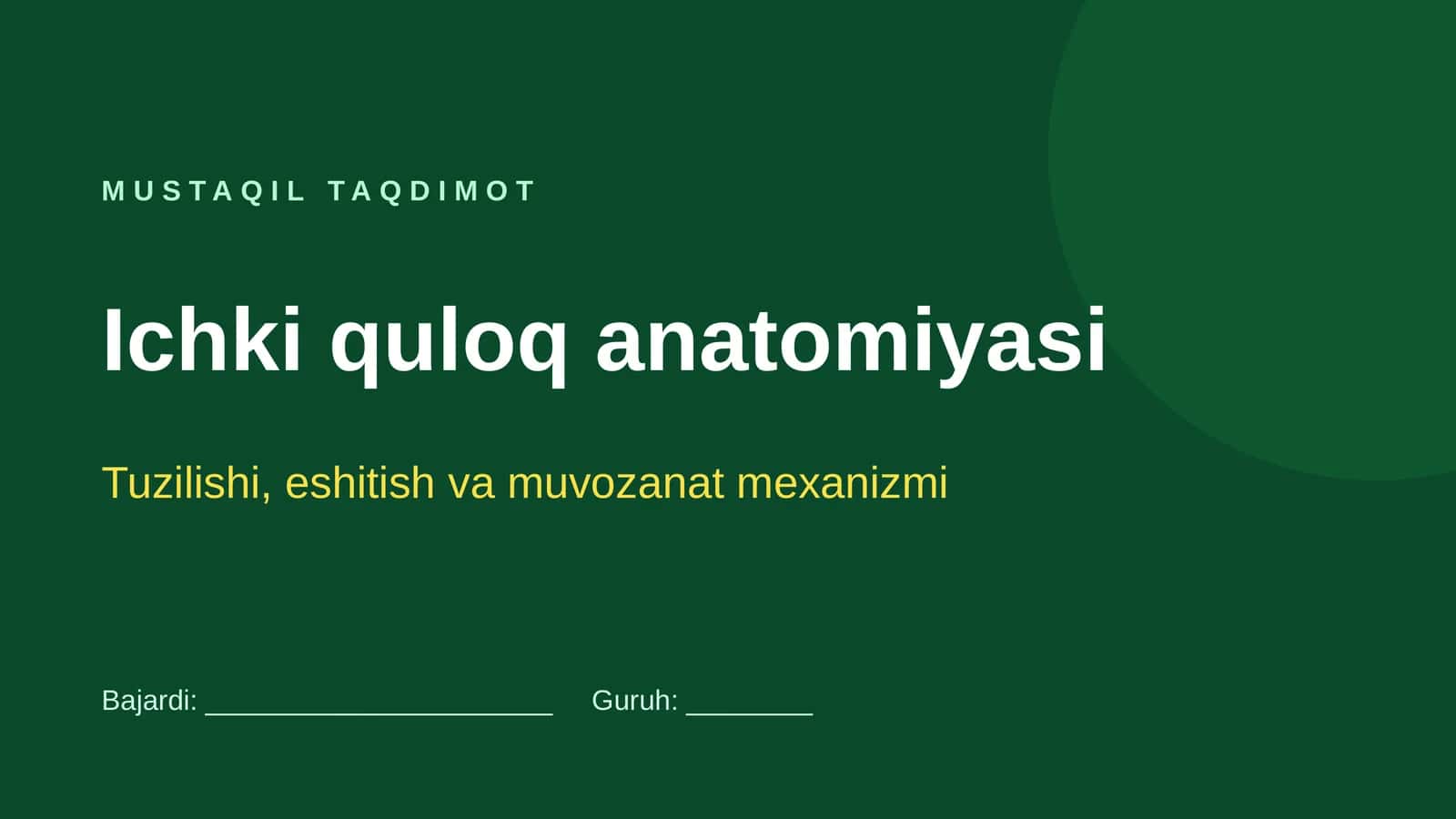 Ichki quloq anatomiyasi