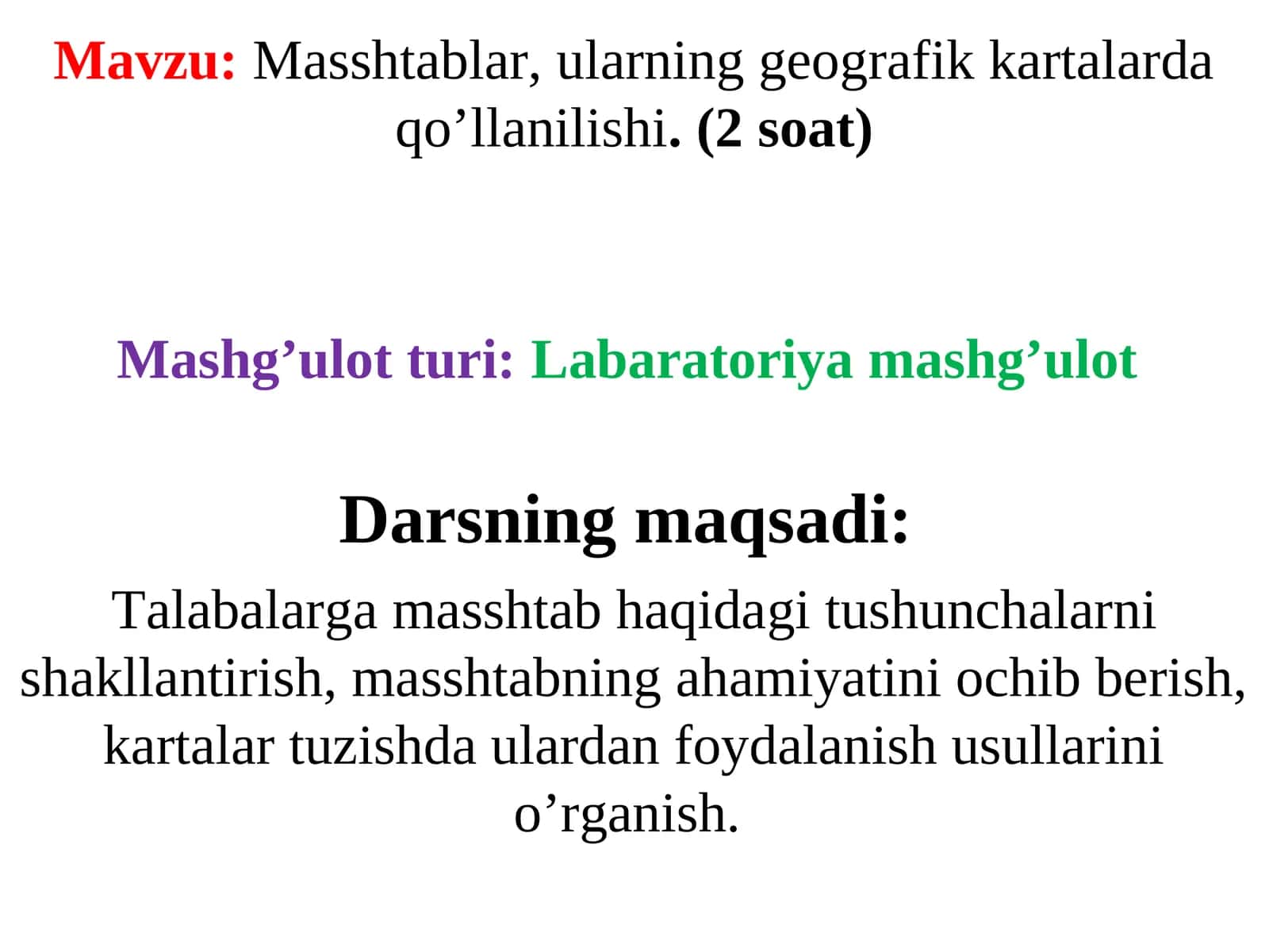 Masshtablar, ularning geografik kartalarda qo’llanilishi