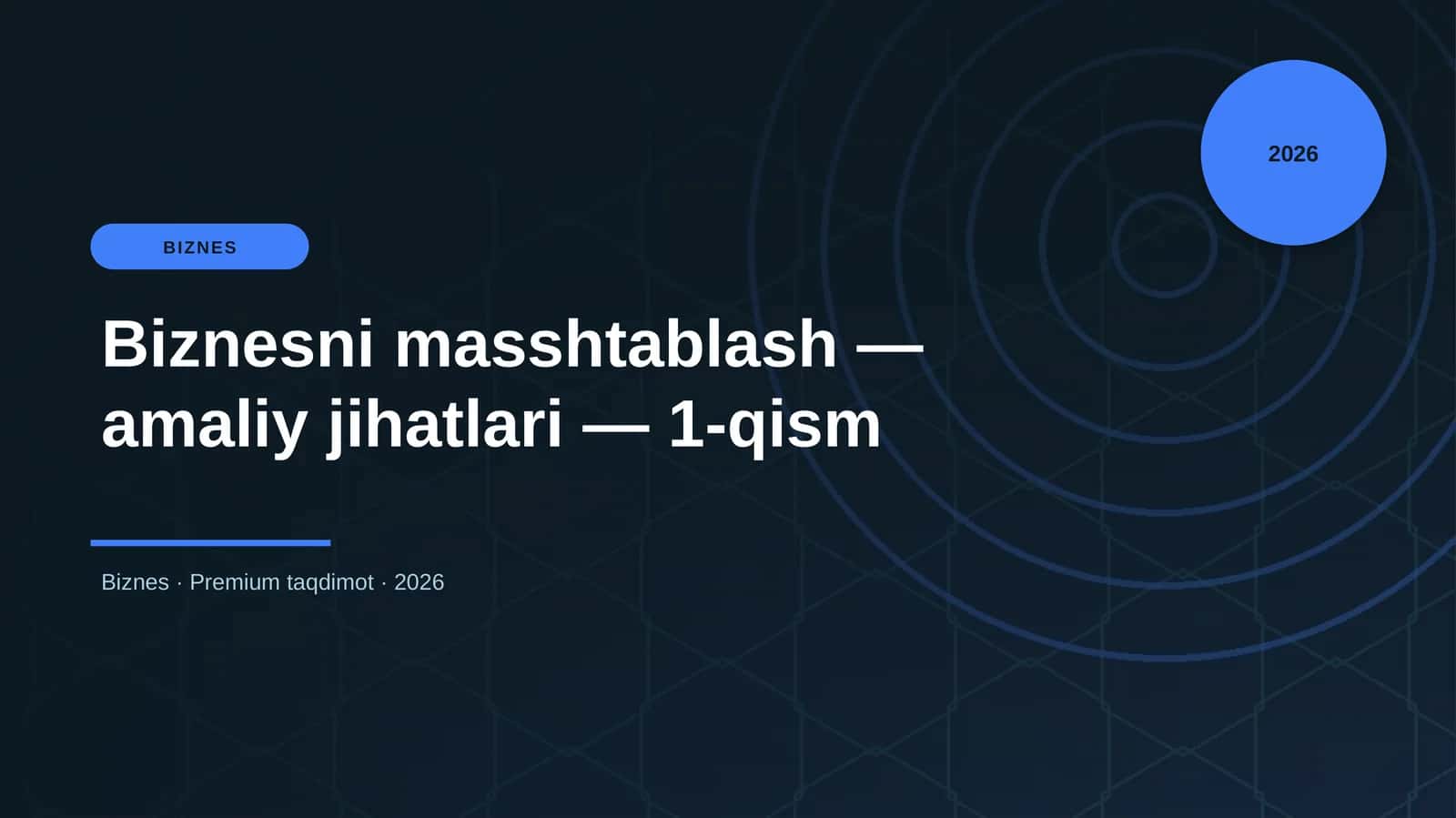 Biznesni masshtablash — amaliy jihatlari — 1-qism