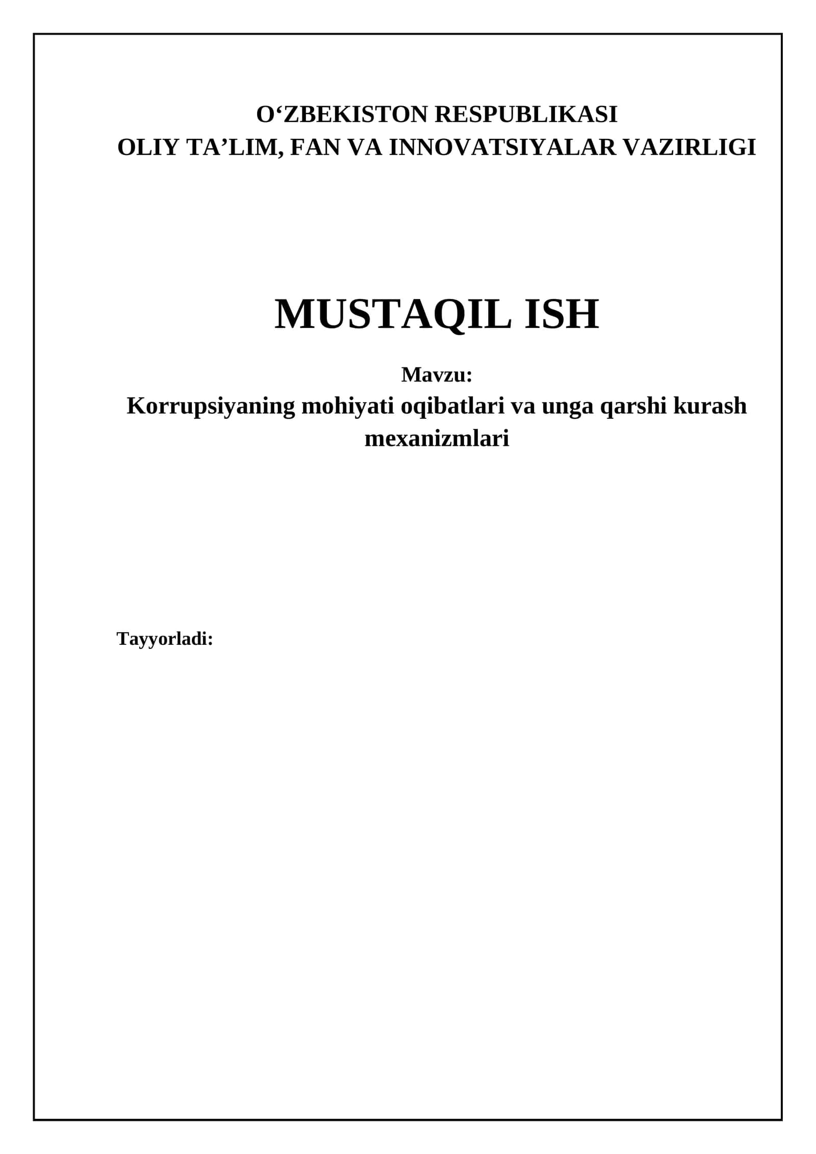 Korrupsiyaning mohiyati va oqibatlari