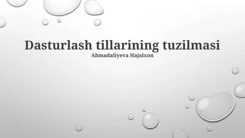 Dasturlash Tillarining Tuzilmasi