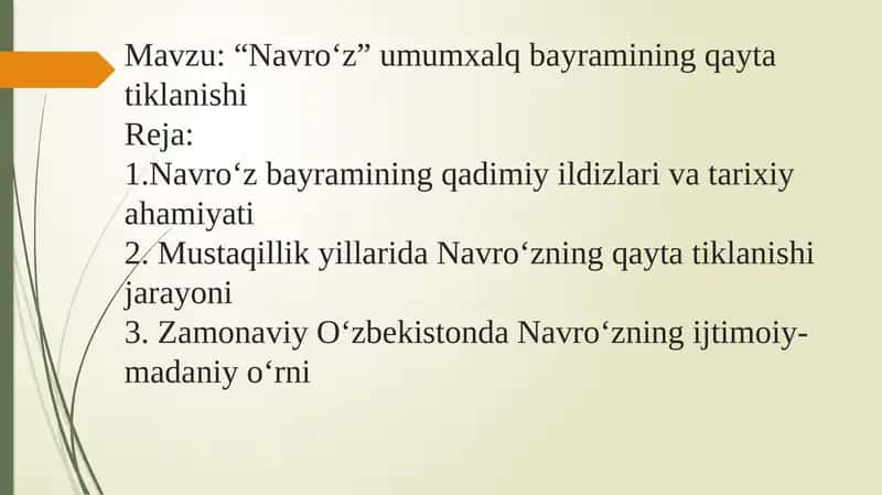 Navro‘z umumxalq bayramining qayta tiklanishi
