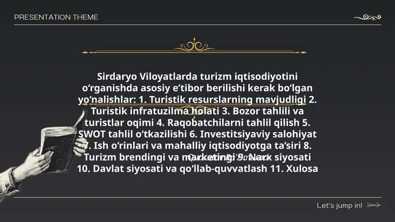 Sirdaryo Viloyatlarda turizm iqtisodiyotini o‘rganish