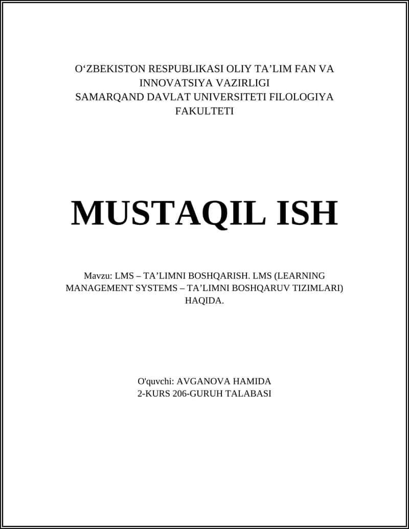 LMS – TA’LIMNI BOSHQARISH