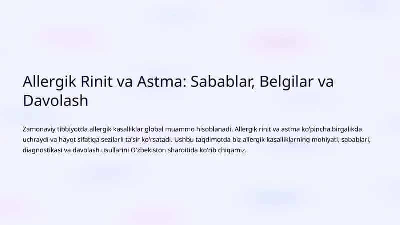 Allergik Rinit va Astma: Sabablar, Belgilar va Davolash