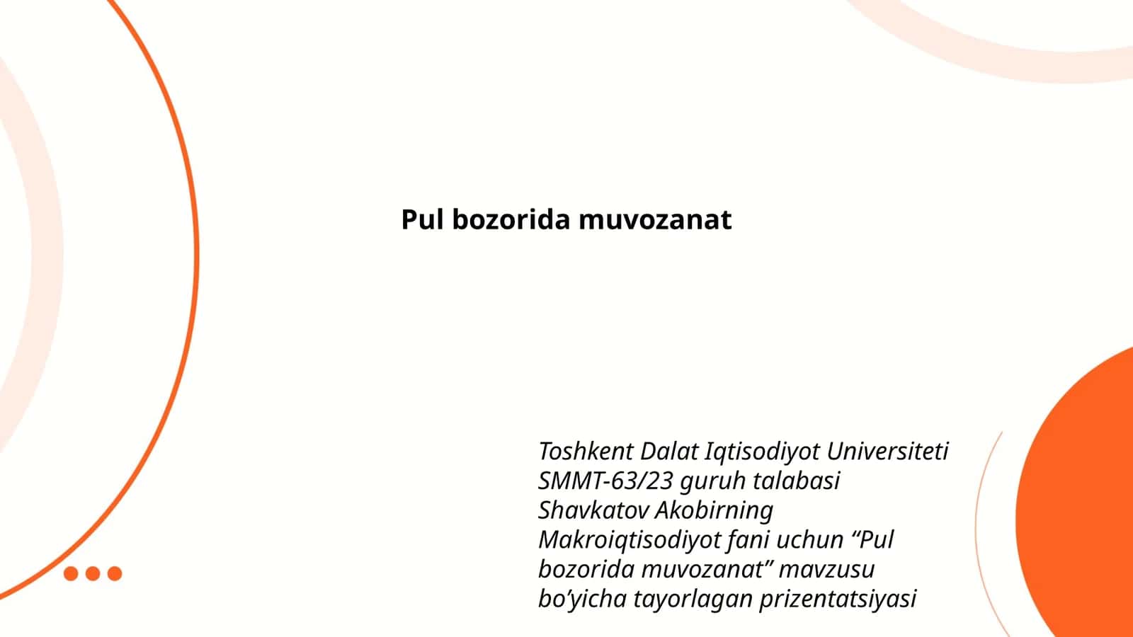 Pul bozorida muvozanat