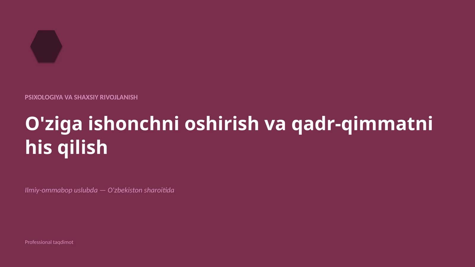 Psixologiya va shaxsiy rivojlanish