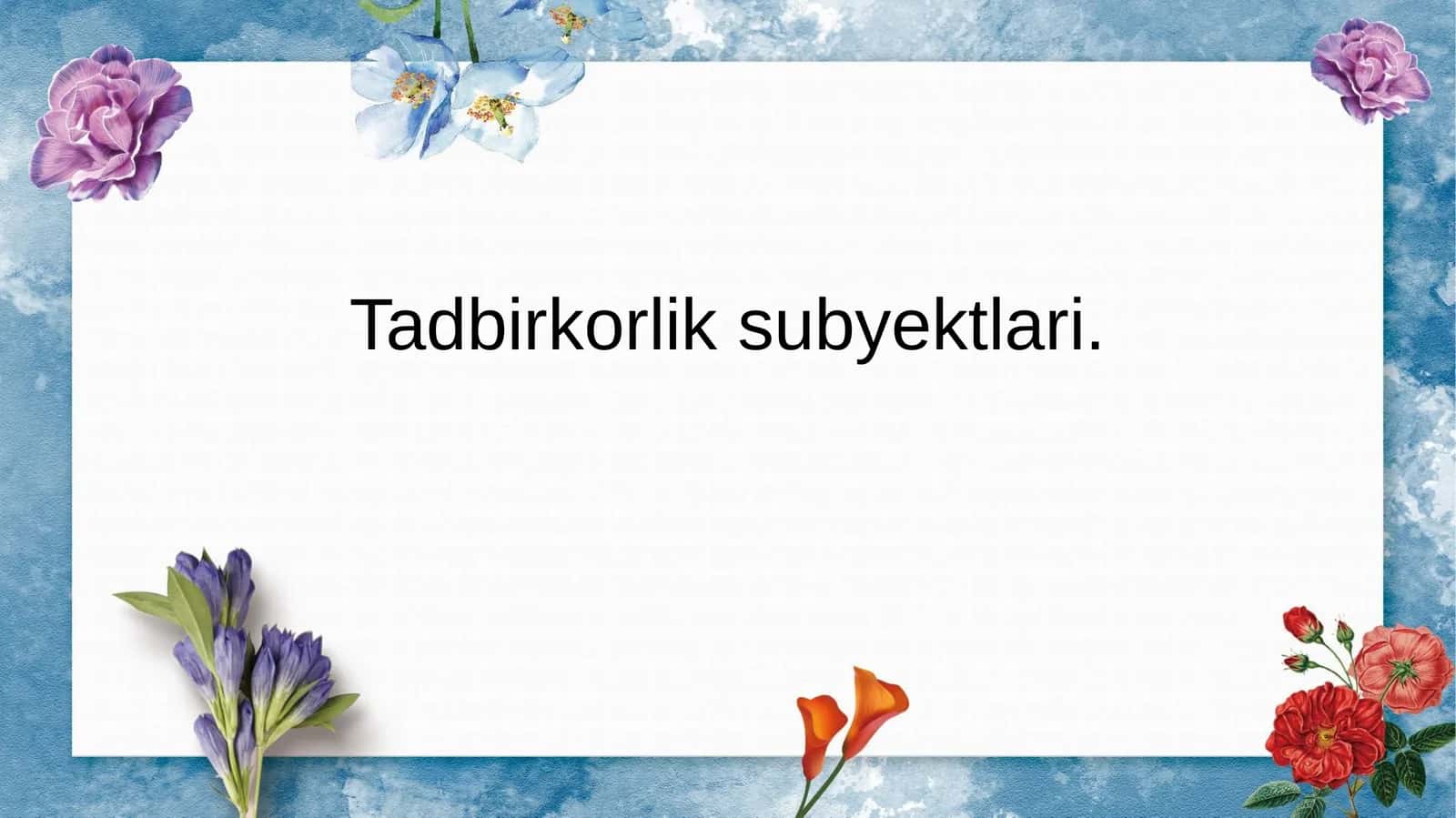 Tadbirkorlik subyektlari