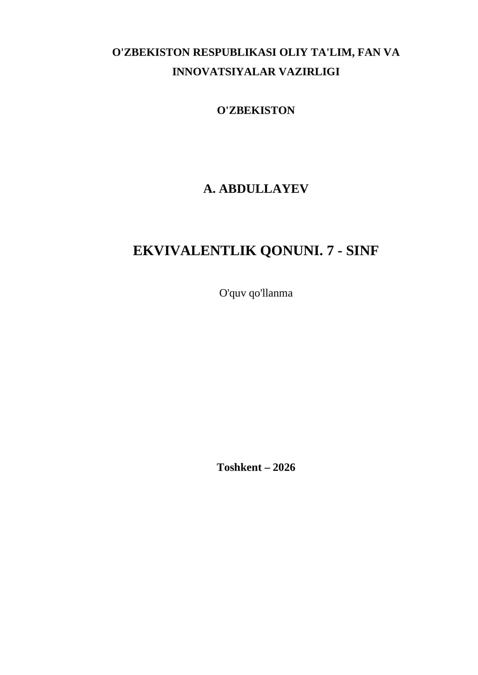 EKVIVALENTLIK QONUNI. 7 - SINF