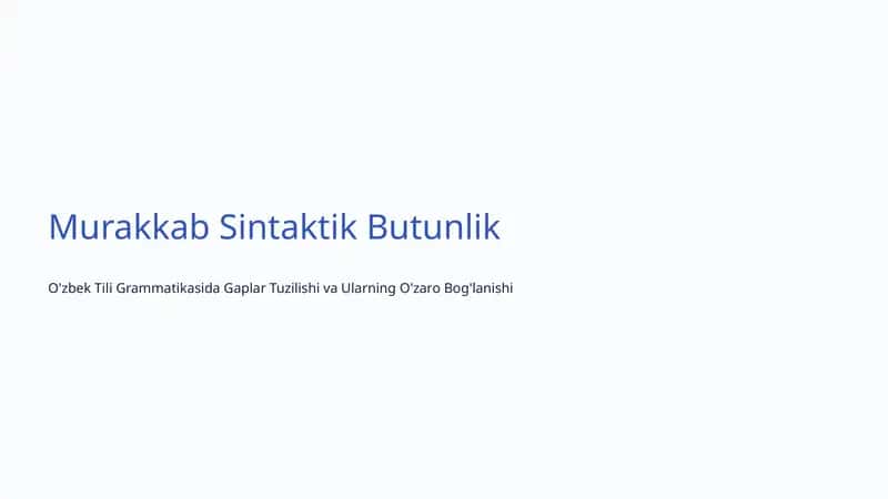 Murakkab Sintaktik Butunlik