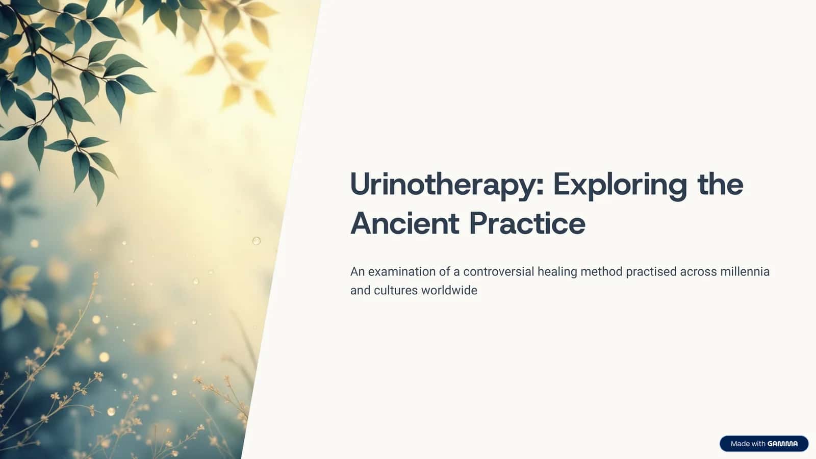 Urinotherapy: Exploring the Ancient Practice