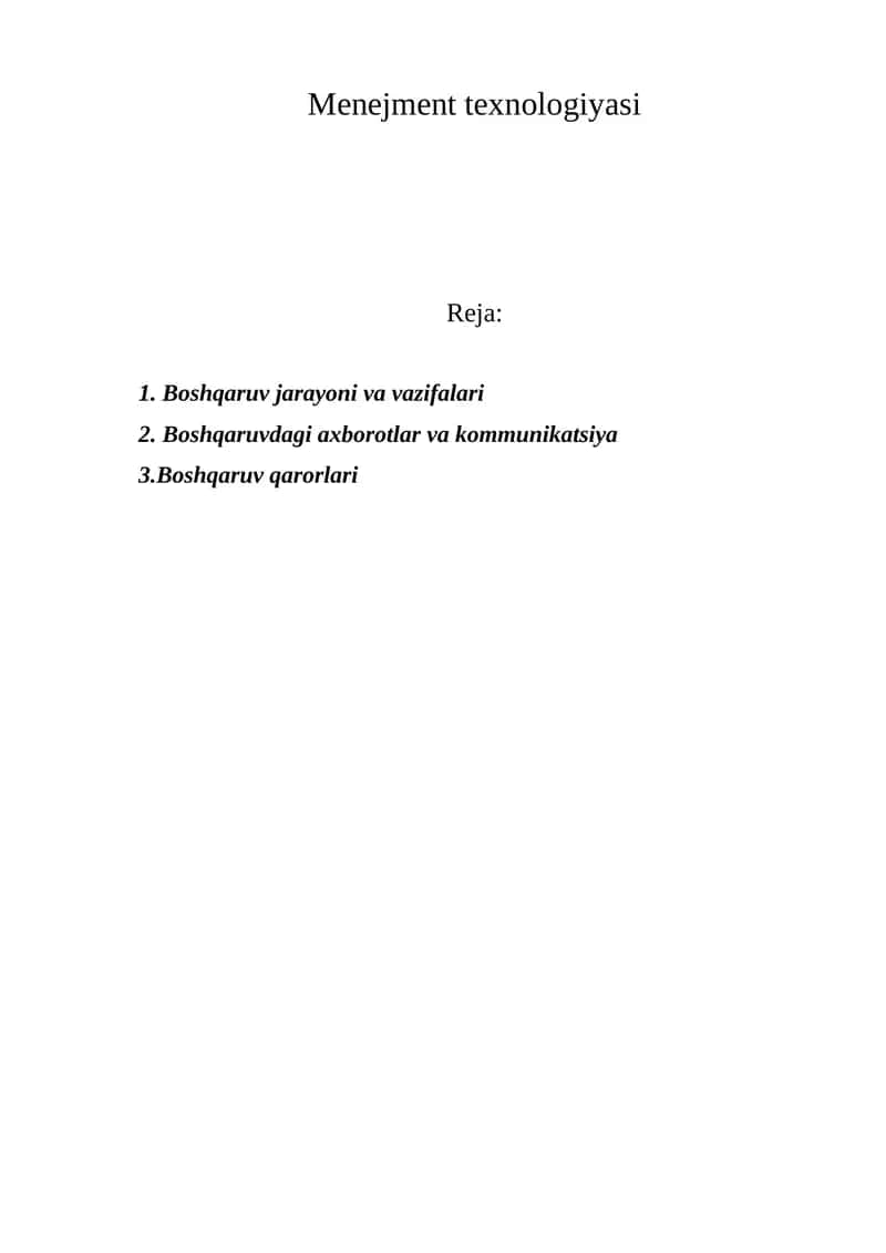 Menejment texnologiyasi