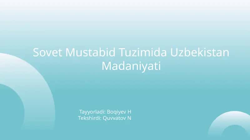 Sovet Mustabid Tuzimida Uzbekistan Madaniyati