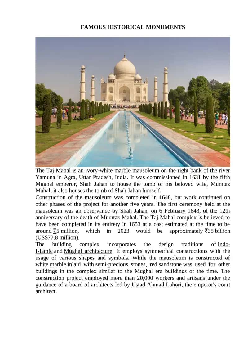 FAMOUS HISTORICAL MONUMENTS