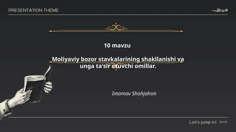Moliyaviy bozor stavkalarining shakllanishi va unga ta'sir etuvchi omillar