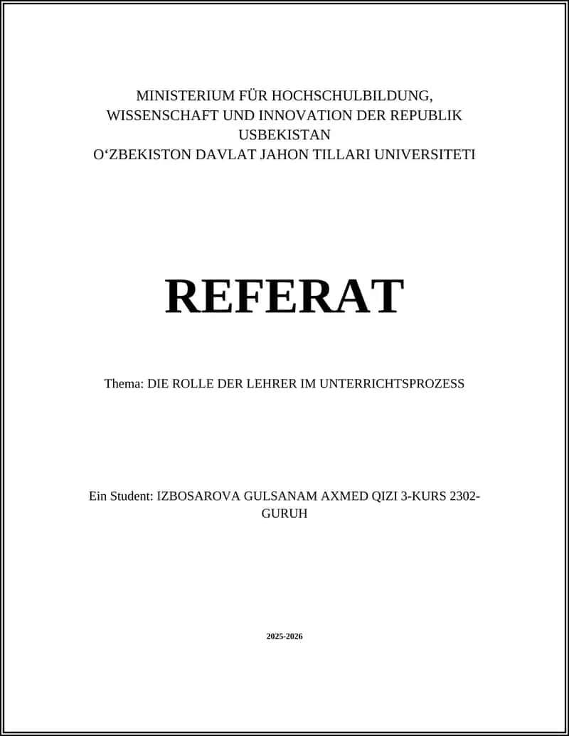 DIE ROLLE DER LEHRER IM UNTERRICHTSPROZESS