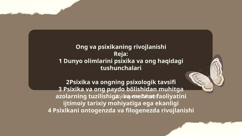 Ong va psixikaning rivojlanishi