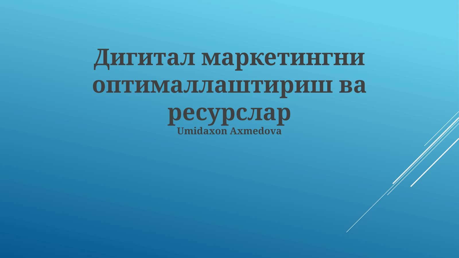 Raqamli Marketingni Optimallashtirish